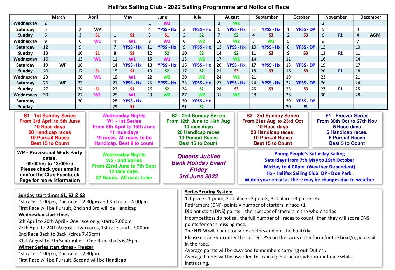 Sailing Programme | Halifax Sailing Club